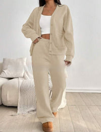 Autumn And Winter Women's Cardigan Jacket Wide Leg Pants Casual Suit - image 8