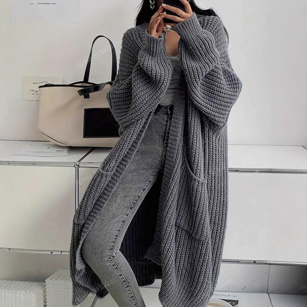 Women's Oversized Chunky Knit Long Cardigan with Pockets - image 5