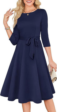 Elegant Round Neck Knit Dress - image 9