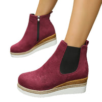 Color Block Pointed Toe Wedge Boots - image 5