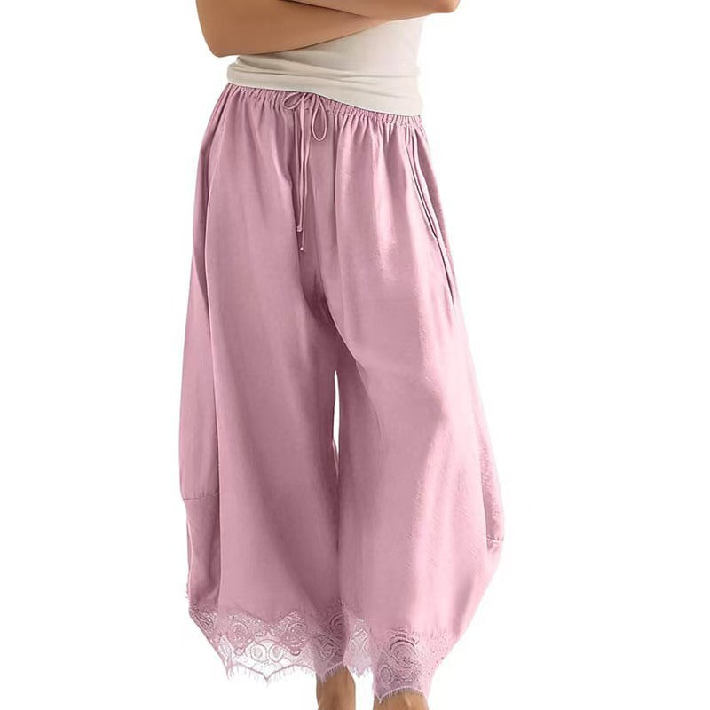 Cropped Bootcut Pants with Lace Panel - image 8