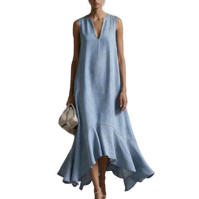 V-Neck Loose Fit Flared Dress - image 5