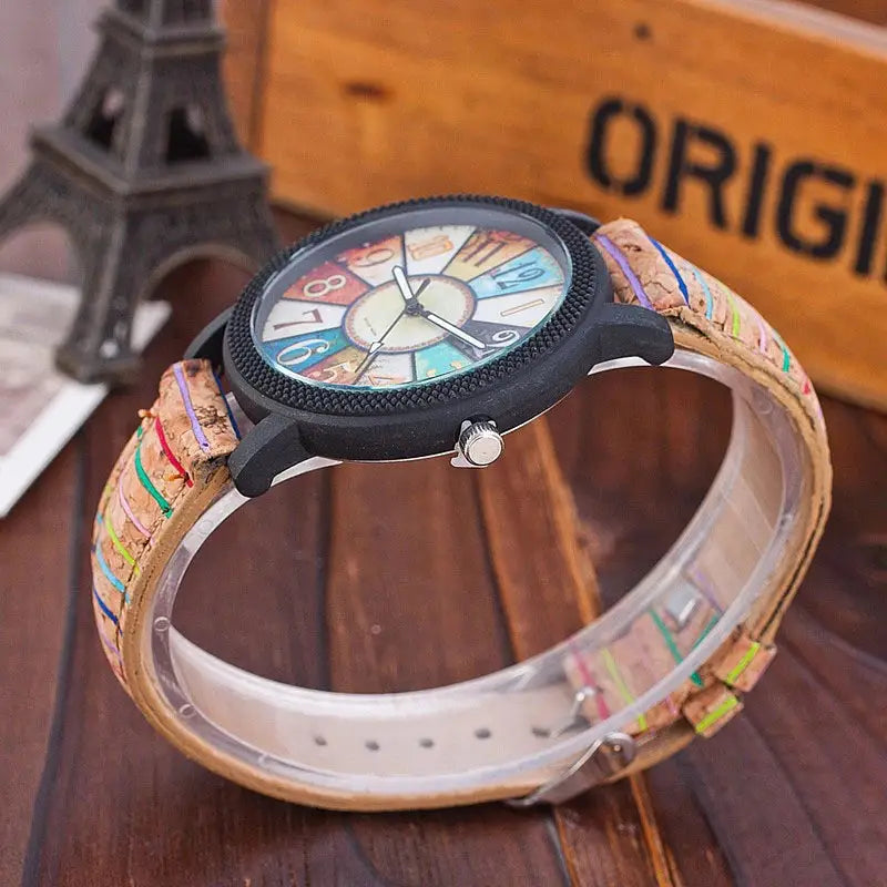 Reloj de cuarzo con correa de piel vintage - image 4