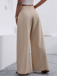 Solid Color Loose Wide Leg Elegant Pants With Pocket - image 9