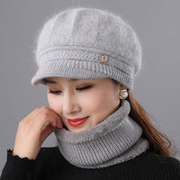 Rabbit Fur Knitted Woolen Cap Women's Autumn Versatile Winter Warm Beanie Hat - image 4