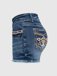Shorts de mezclilla bordados de tiro alto - image 7