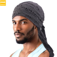 Retro Distressed Denim Ribbon Hat - image 3