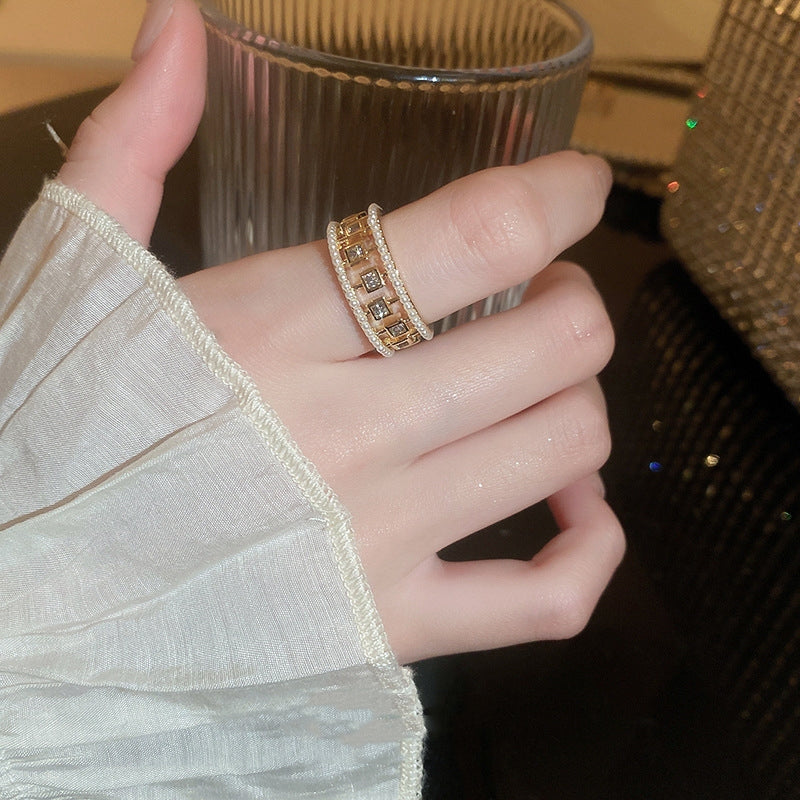 Pearl & Zircon Open Ring - image 2