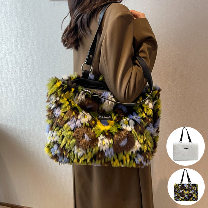 Floral Plush Shoulder Bag