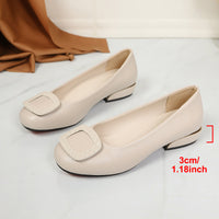 Women's Low Block Heel Slip-On Pumps with Square Buckle, Comfortable Round Toe Work Shoes - image 5
