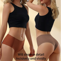 Women's Plus Size Ice Silk Seamless Low Waist Thong Panties - image 3