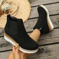 Color Block Pointed Toe Wedge Boots - image 6