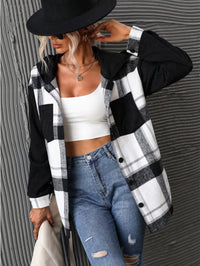 Plaid Print Drop Shoulder Hooded Coat - image 2