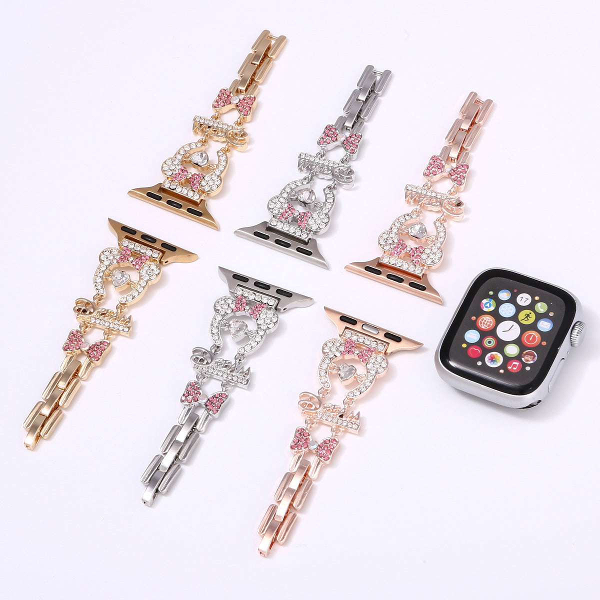 Hearts Rhinestone Metal Band Compatible with Apple Watch - image 4