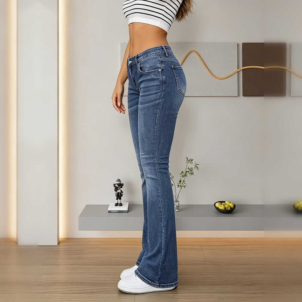 Dark Wash Low-Rise Flare Jeans - image 5