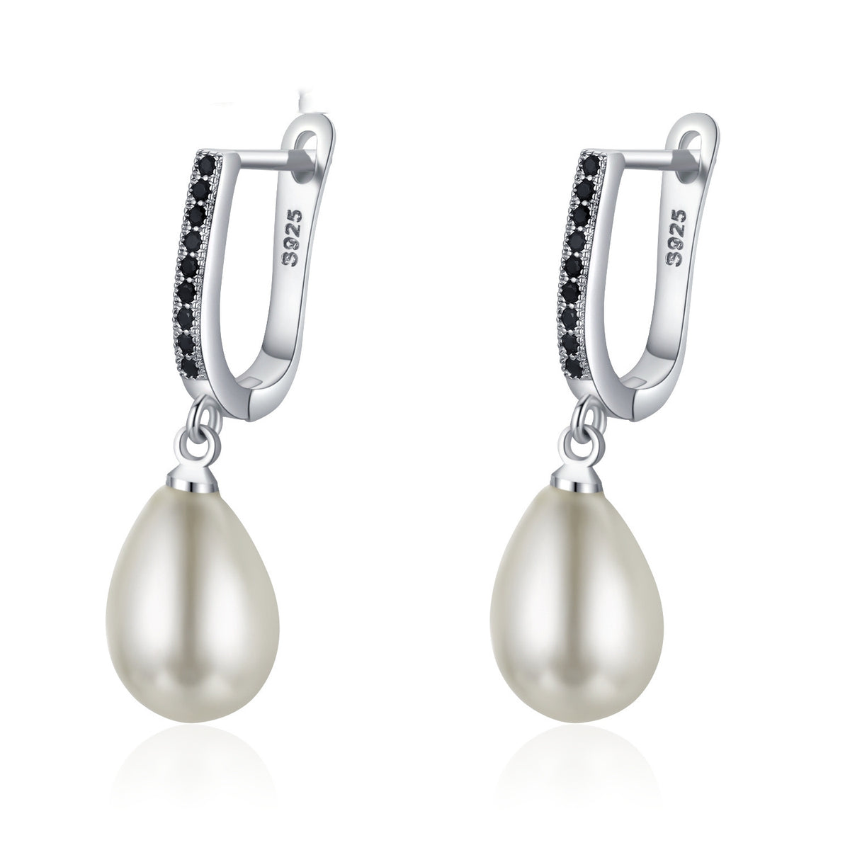 Pearl Drop Huggie Earrings