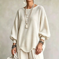 Lantern Sleeve Top with Wavy Hem - image 3