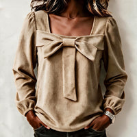 Fashionable Corduroy Top With A V-neck And Long Sleeves - image 4