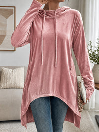 Women's Velvet Hooded Long Sleeve Top - image 2