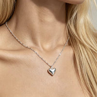 Silver Plated Heart Pendant Choker Necklace - image 4