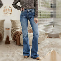 Medium Wash High-Waist Flare Jeans - image 1