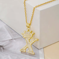 Crown Initial Pendant Necklace - image 10