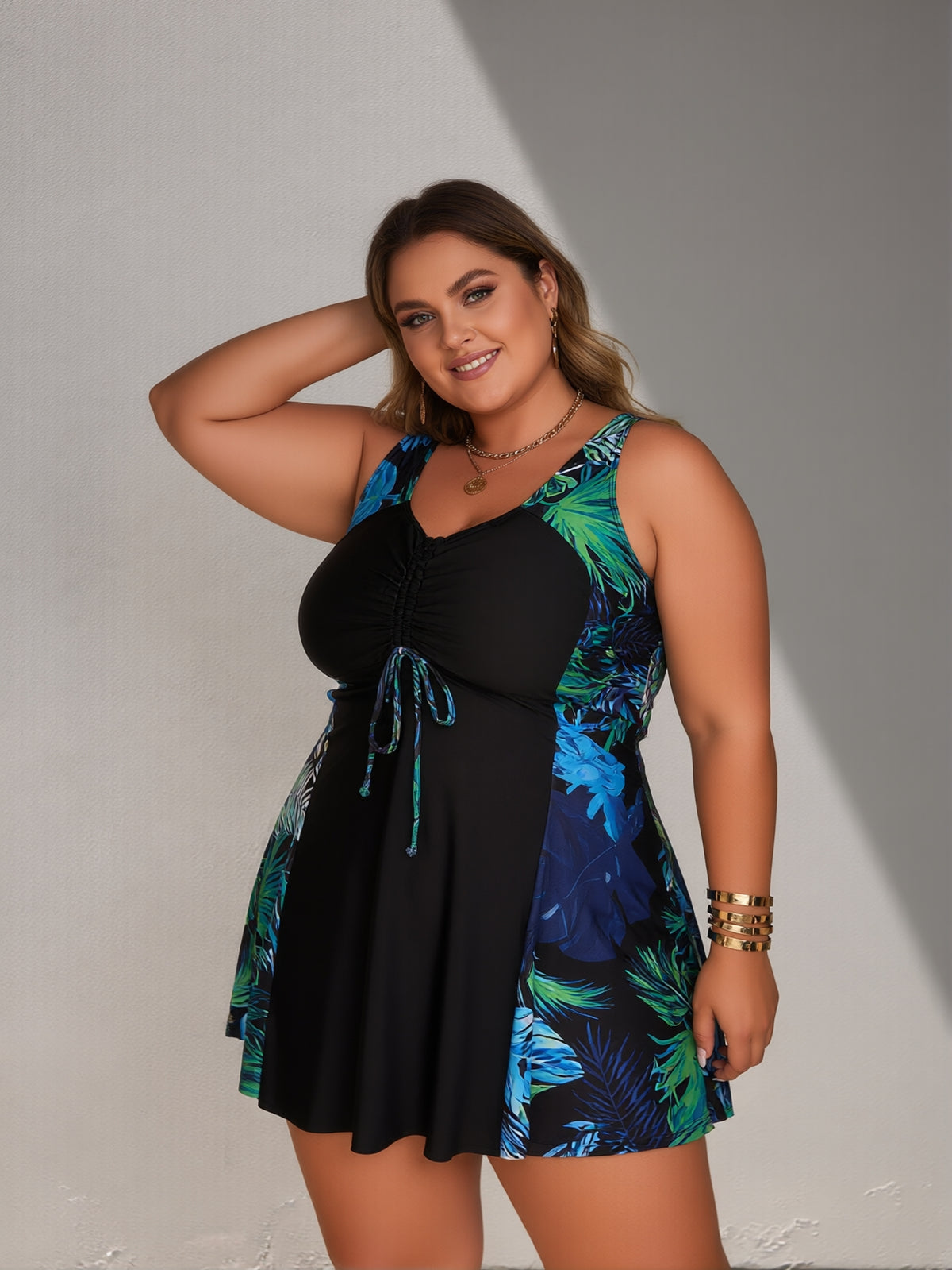 Elegant High Neck One-Piece Tankini Swimsuit - image 5