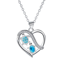 Blue Crystal Turtle Heart Necklace - image 2