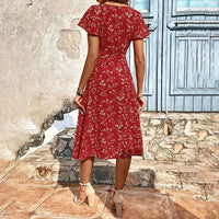 Women's Floral Print Short Sleeve Split Maxi Dress, Boho Beach Sundress - image 8