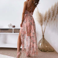 Women's Spaghetti Strap V-Neck Floral Sundress Flowy Fairy Style Summer Dress - image 6