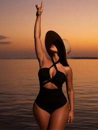 Women's Swimsuit For Beach Vacation Summer Swimwear With High Neck And Side Slit - image 2