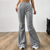 Simple Casual Pants Drawstring Elastic Waist Wide Leg Trousers - image 6