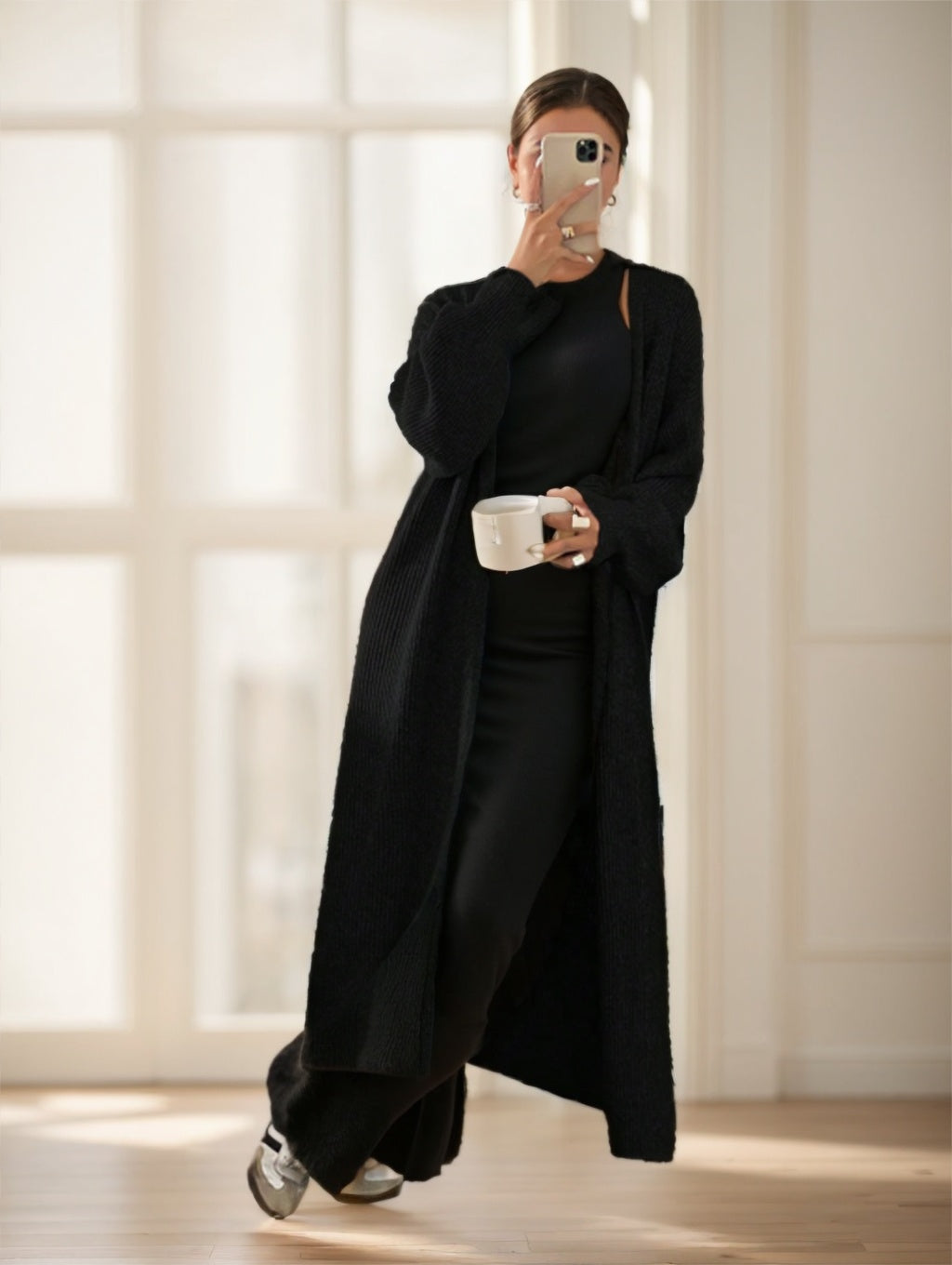 Women's Casual Solid Color Long Cardigan - image 4