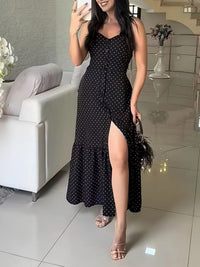 Plus Size Button Slit Slim Fit Strap Dress - image 1