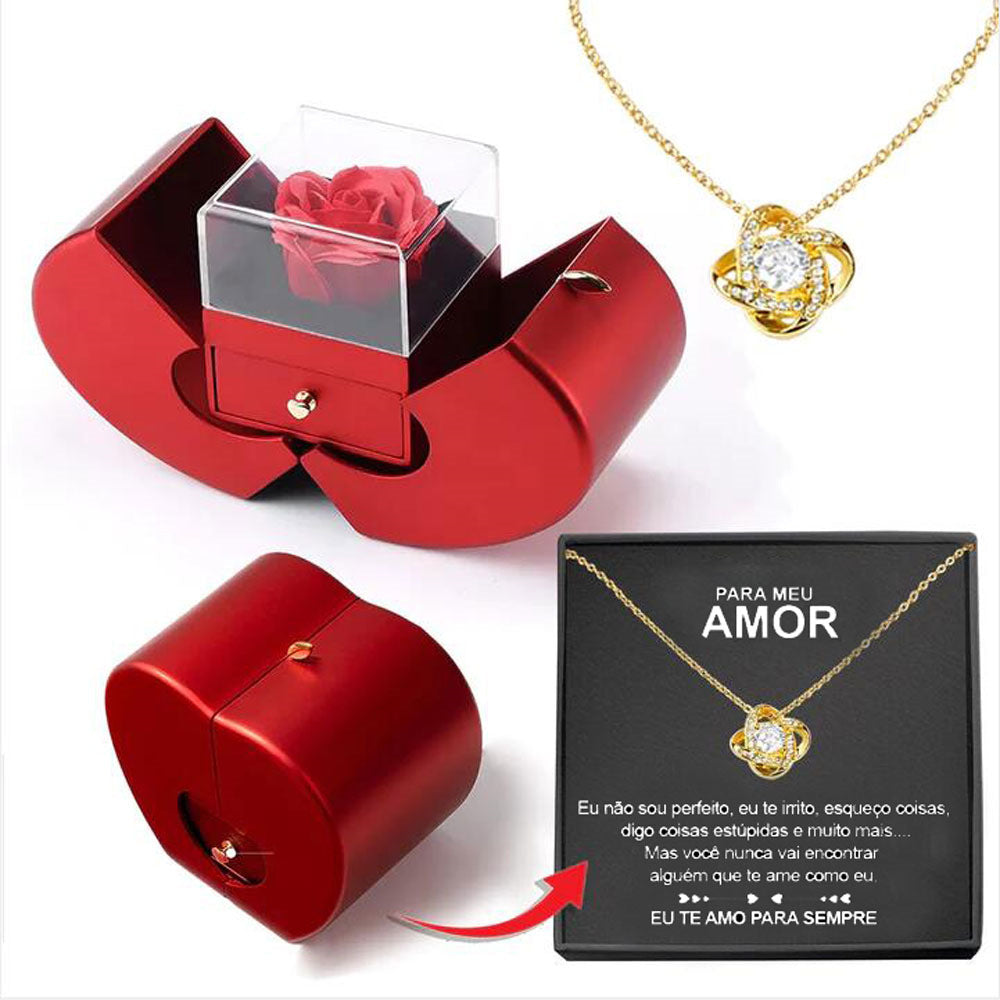 Caja de regalo para joyería de rosa de manzana roja - image 8