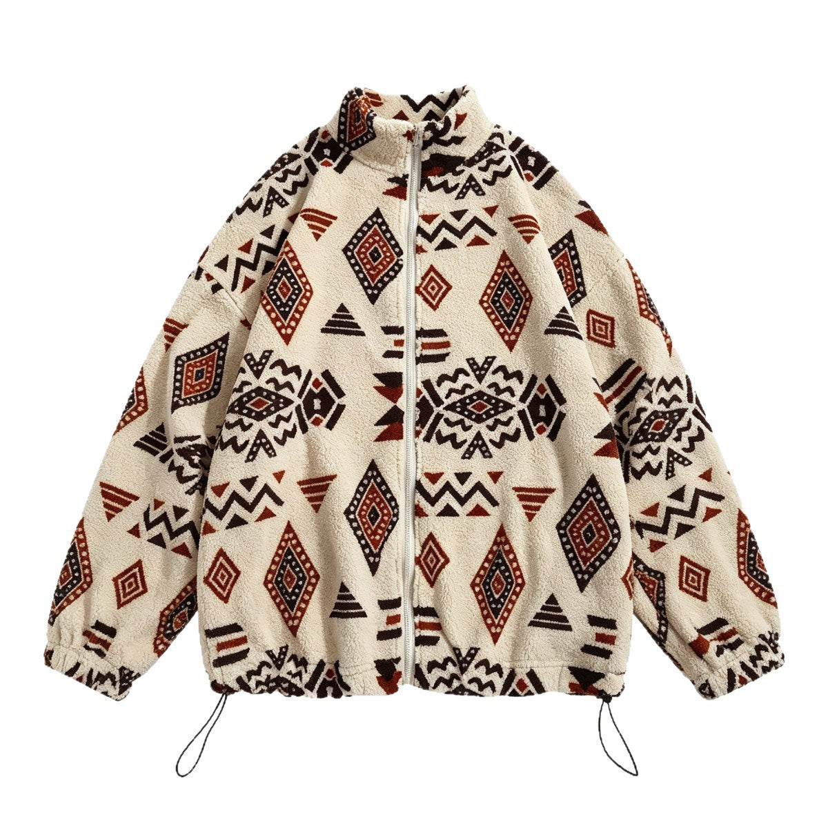 Stand Collar Drawstring Hem Loose Top - image 5