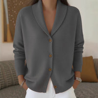 Women's Loose Knit Notch Lapel Long Sleeve Cardigan - image 3