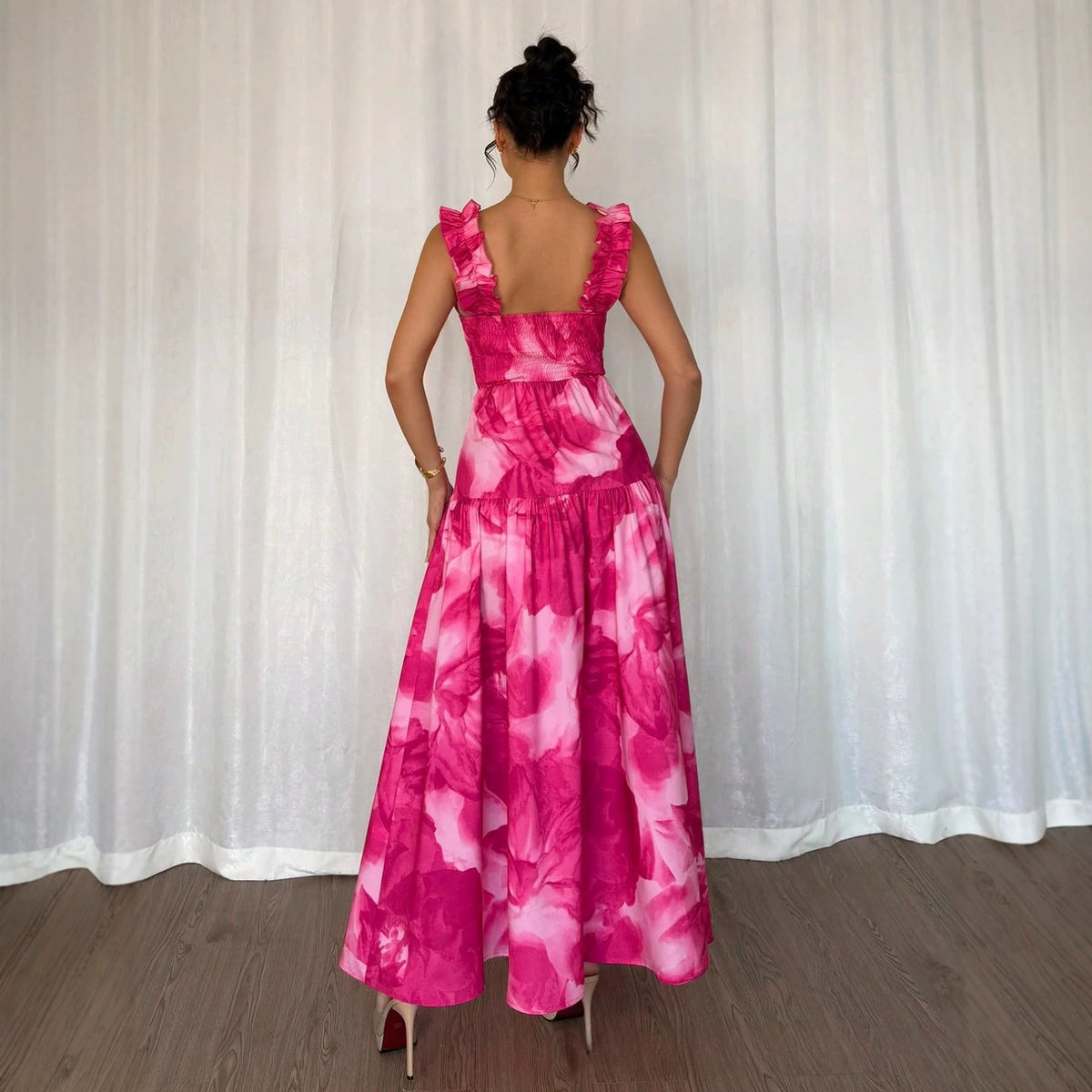 Women's Ruffle Trim Casual Maxi Dress - image 2