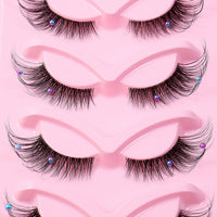 5 Pairs Cat Eye Wispy False Eyelashes, Clear Band - image 3