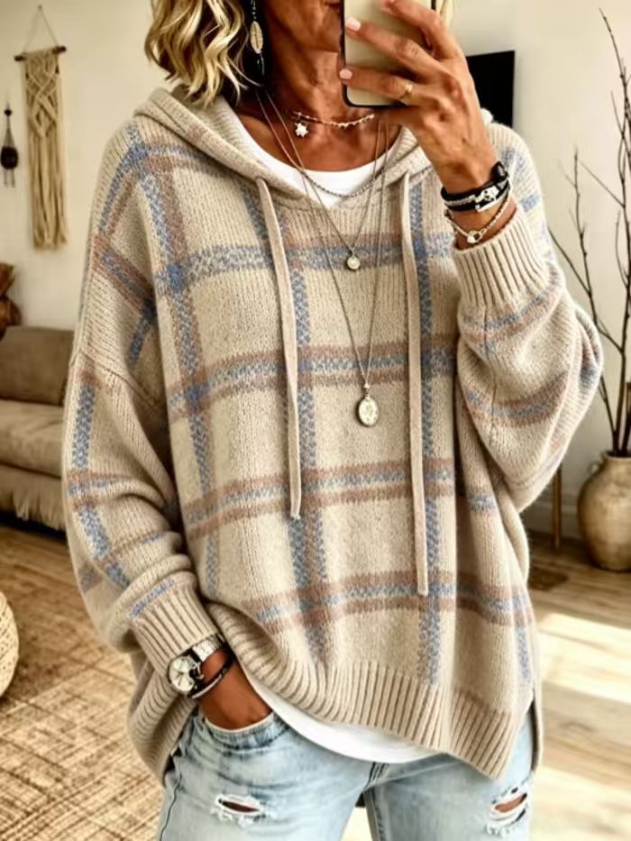 Loose-fit Drop-shoulder Drawstring Pullover Sweater - image 6
