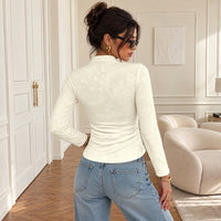 Stand Collar Jacquard Long Sleeve Top - image 4