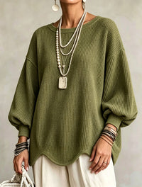 Lantern Sleeve Top with Wavy Hem - image 9
