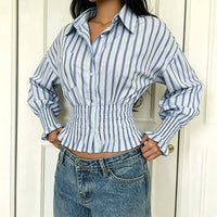 Women's Vertical Stripe Pleated Shirt - image 4