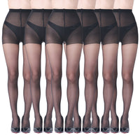 6Pairs Womens 20D Ultra Sheer Tights With Control Top Run Resistant Pantyhose - image 1
