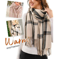 Winter Scarf For Women Oversized Plaid Tassel Shawl Wrap - image 2
