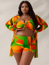 Tropical Print Two-Piece Swimsuit with Cover-Up - image 1
