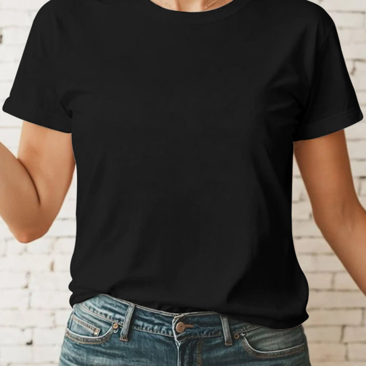 Casual Women's Round Neck Short Sleeve Sports Pure Cotton T-shirt - image 8