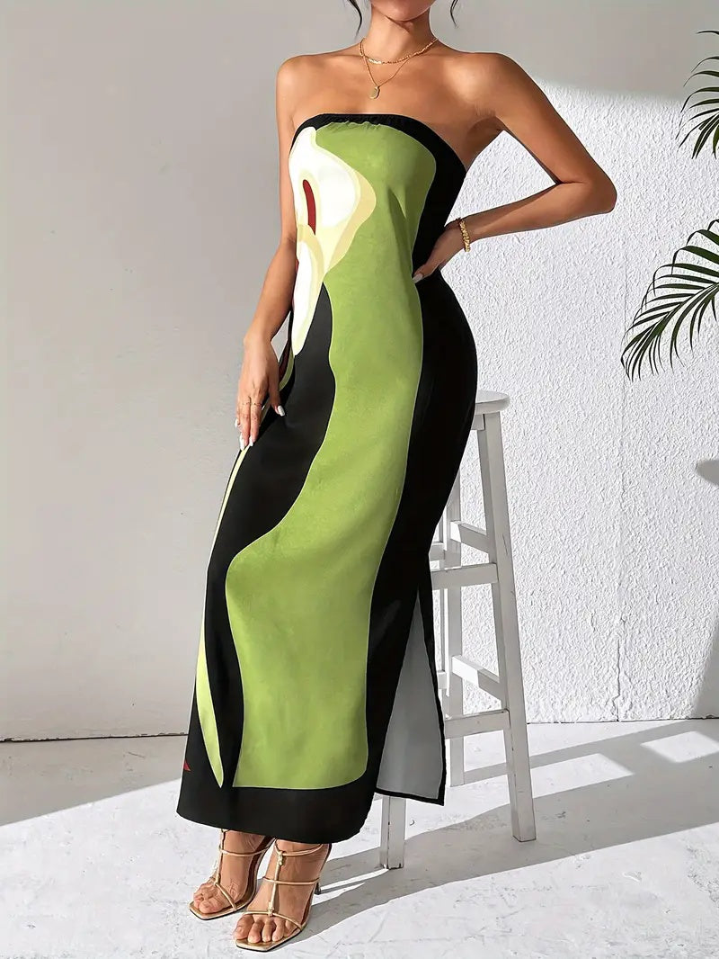 Elegant Print Slit  Dress For Women - image 7