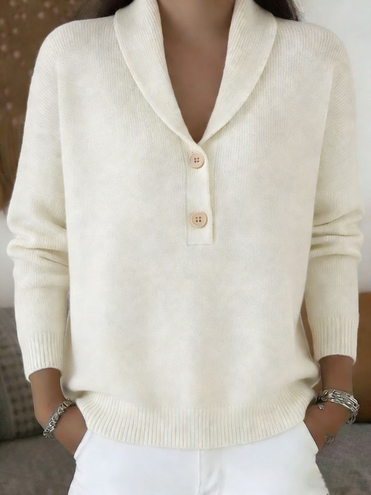 Women's Solid Color Polo Neck Casual Chic Top - image 7