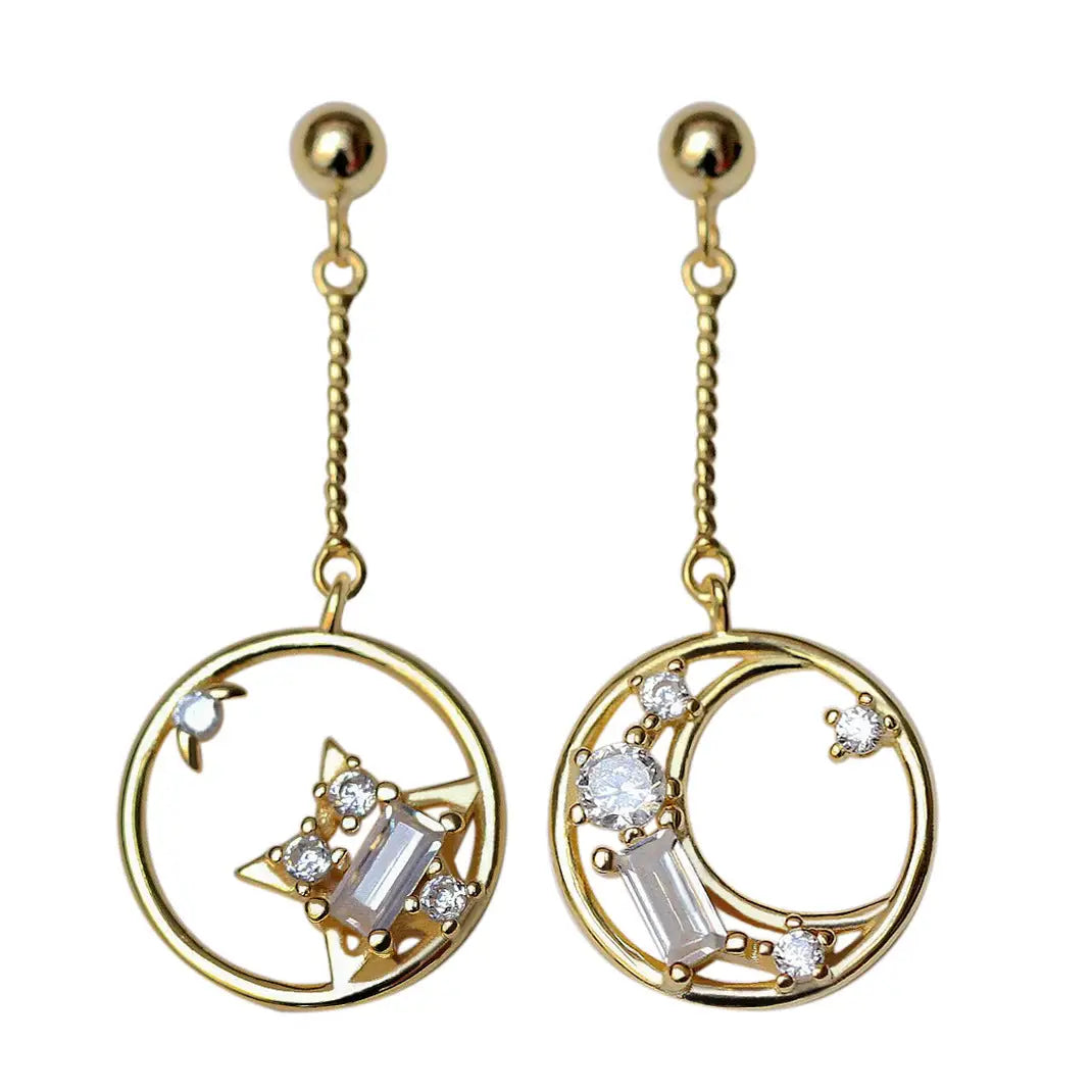 Pendientes de circonita de estrella y luna - image 1